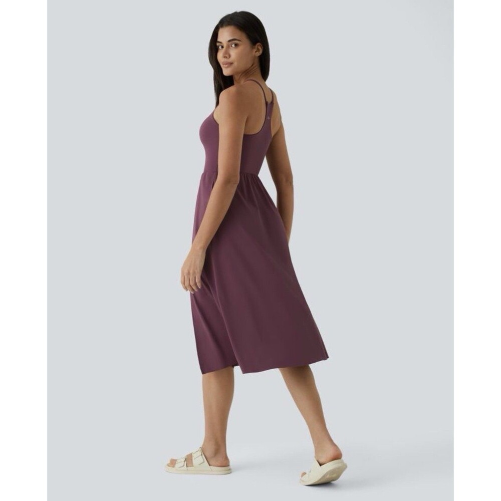 Halara Womens Small Softlyzero Airy Everyday Midi Chill Dress Purple Pockets New - Picture 5 of 8